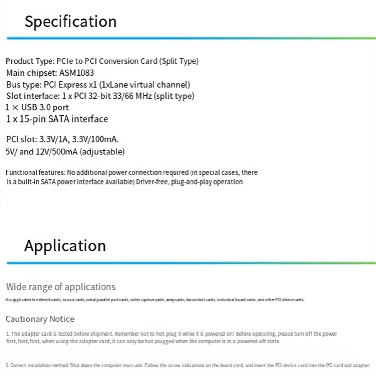 

Карта расширения адаптера ST45 PCIe X1 к PCI Настольный преобразователь PCIe в PCI с портами USB 3.0 Высокоскоростная интерфейсная карта