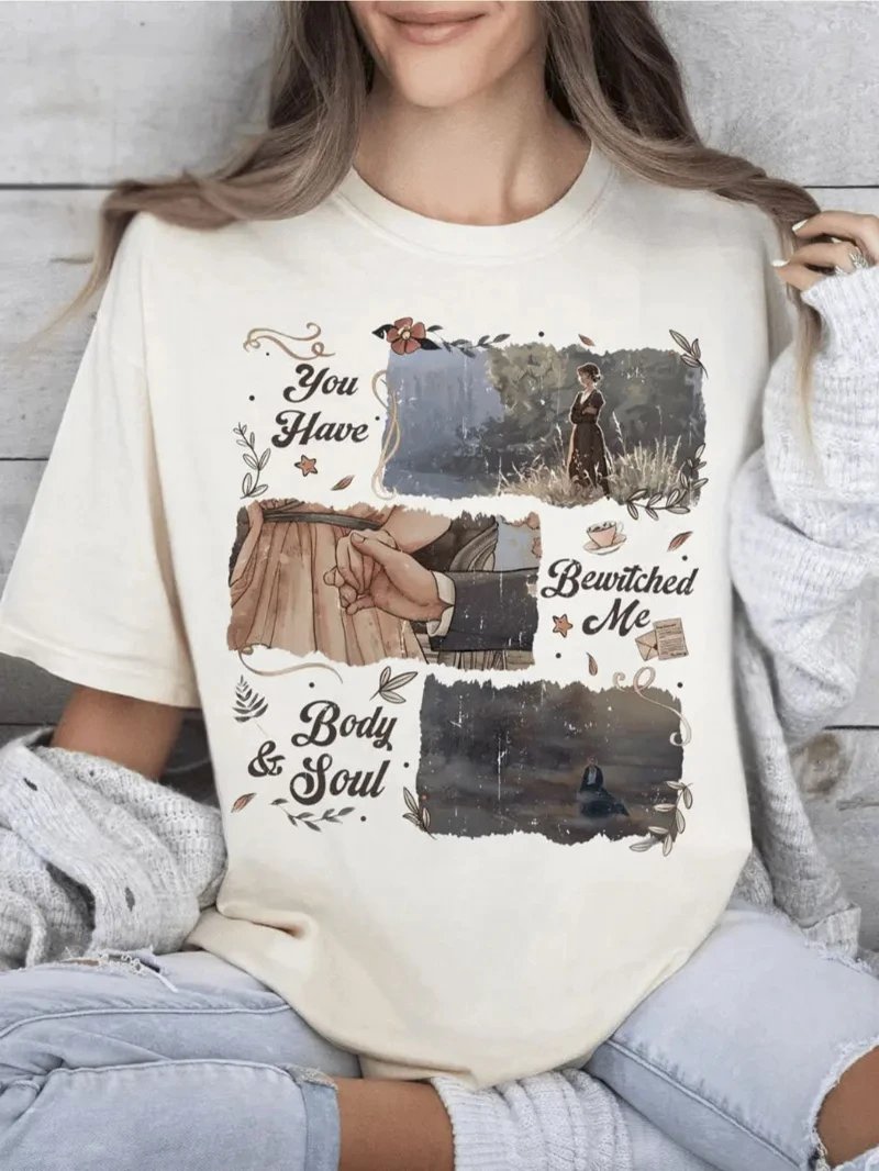Du hast meine Seele und mein Körperbild gefangen – ein Damen-Sommer-T-Shirt mit Rundhalsausschnitt und kurzen Ärmeln im „Pride and Prejudice“-Stil, Grafik-T-Shirts