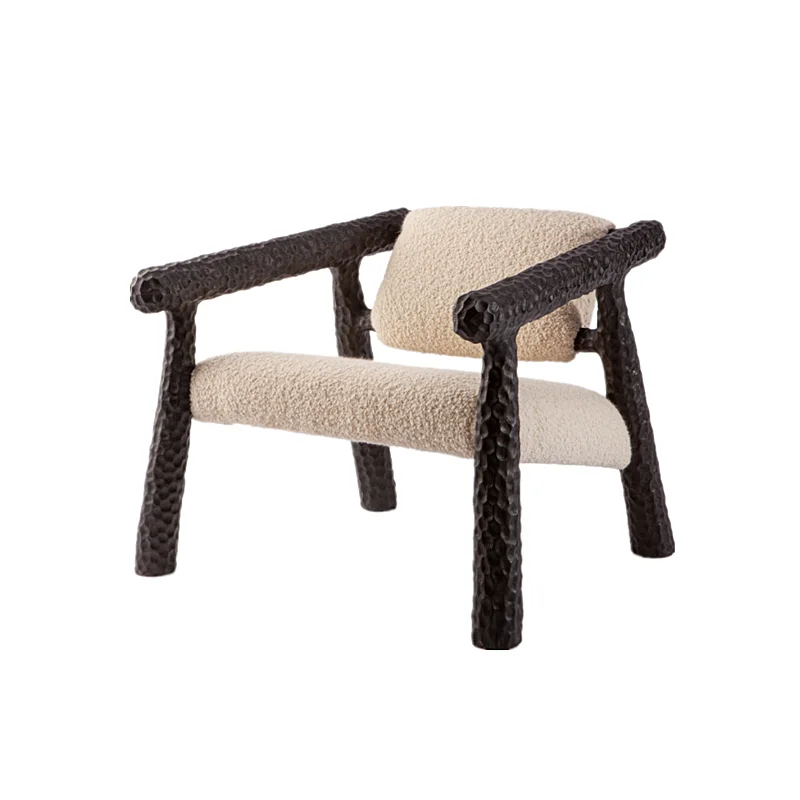 Wabi-Sabi Style Creativity Ergonomic Handmade Eco-Friendly Reclining Leisure Armchair Solid Wood Frame Wool Fleece Living Room