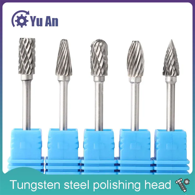Rotating File Set with 10 Hard Alloy Grinding Heads 3 * 6 Small Metal Grinding Heads Woodworking Tungsten Steel Milling Cutters