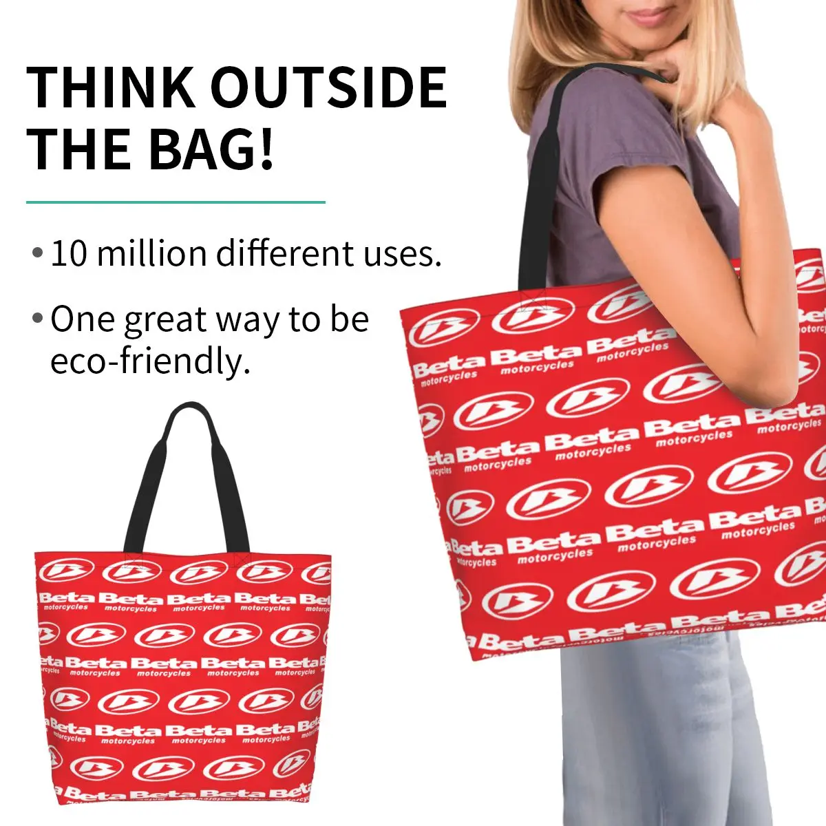 Beta Racing Shopping Tote Bag Canvas Large Capacity Shoulder Bags Shopper Grocery Handbag for Women