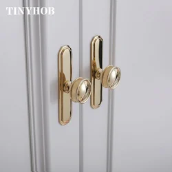 Glossy Gold Solid Brass with Plate Drawer Knobs Furniture Handles Cupboard Drawer Pull Kitchen Cabinet Door Wardrobe Handle