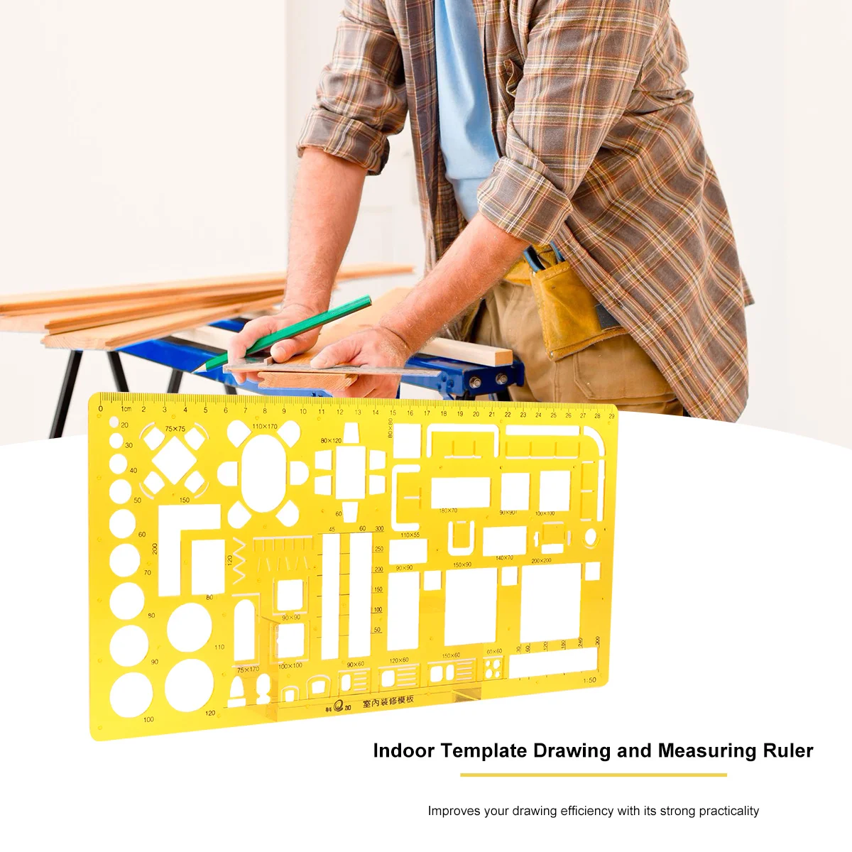 Curved Ruler Measuring Tool Transparent Clear Scale Pattern Multi-Functional Drawing Template For School Office