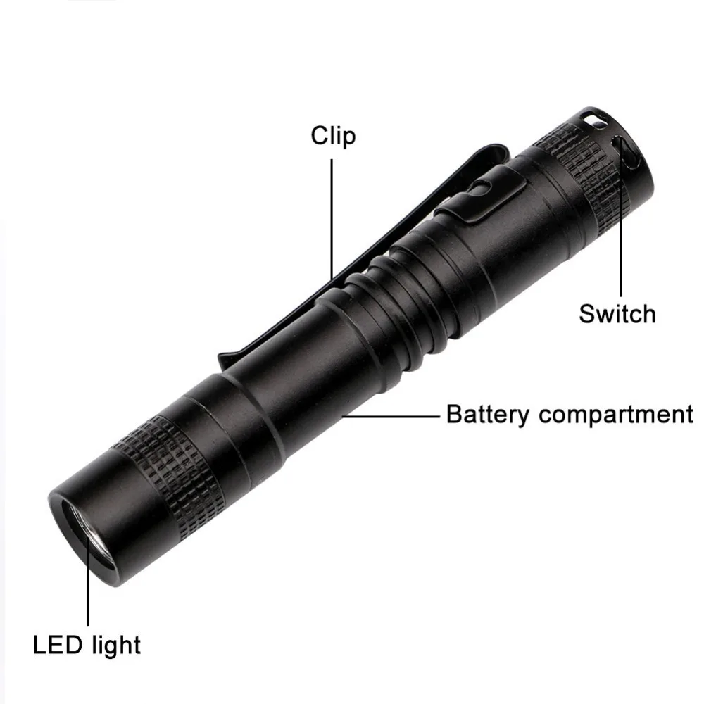 New Mini Portable Small Penholder Led Flashlight Night Walking Lighting Maintenance Work Torch Aluminum Alloy Wholesell