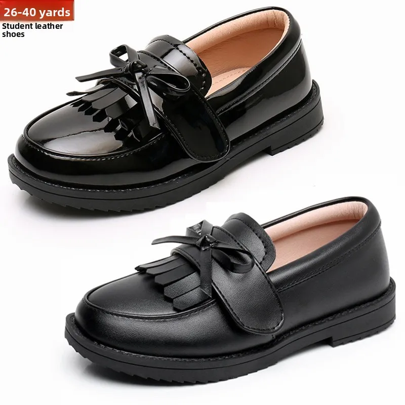 

Girls Leather Shoes Children Patent Leather Shiny School Performed Princess Shoes Woman Simple School Etiquette Kid Leather Shoe