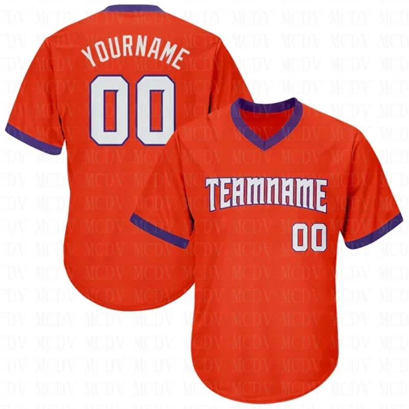 

Custom Orange White-Purple Authentic Throwback Baseball Jersey Shirt 3D Printed Shirt Casual Team Shirts Hip Hop Unisex Tops