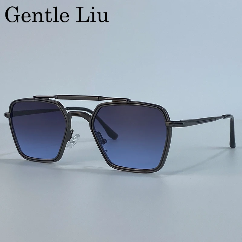 

Fashion Square Steampunk Sunglasses Men 2025 Luxury Brand Classic Polygon Metal Frame Punk Sun Glasses For Male Driving Eyewear