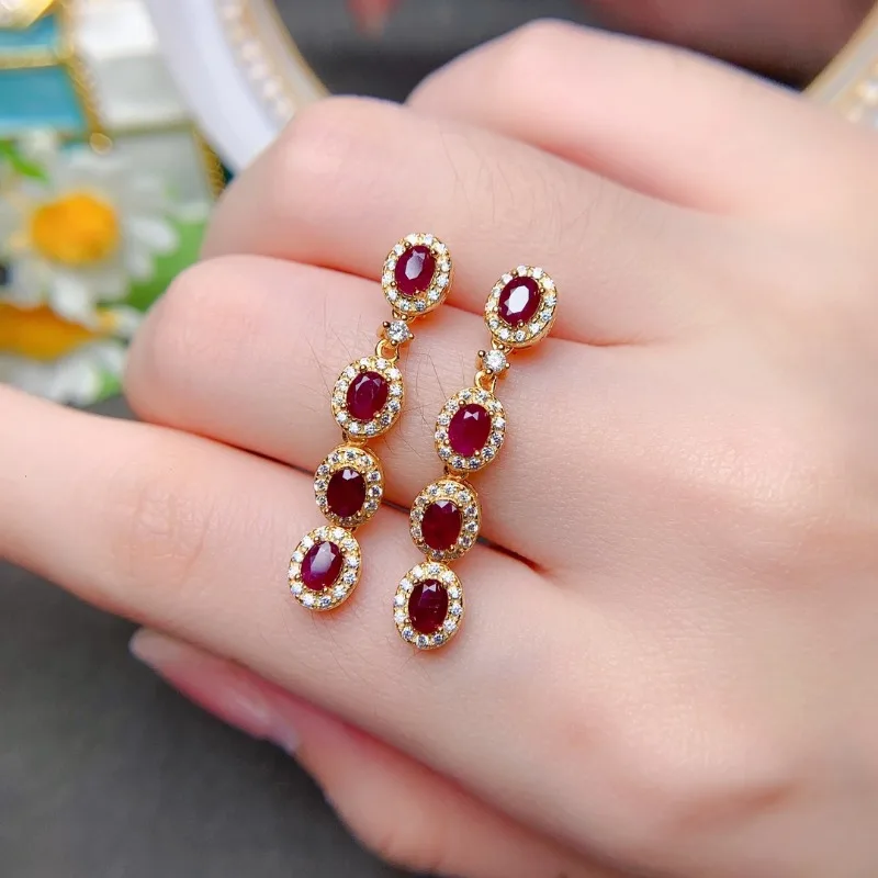 New Arrival 3x4mm Drop Earring 8pcs Burma Natural Pigeon Blood Ruby for Women Daily Wear