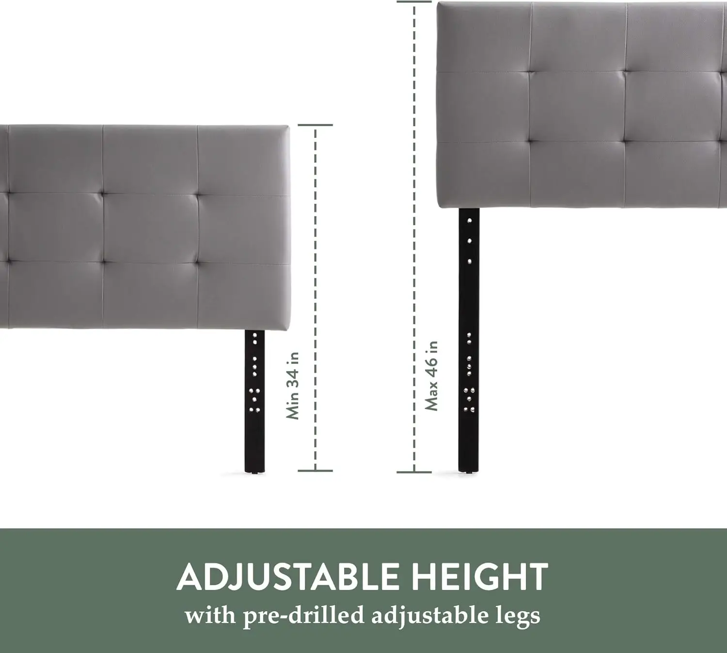 Tête de lit Hawthorne en simili cuir - Moderne - Hauteur réglable - Tufting sans boutons, Queen, Blanc