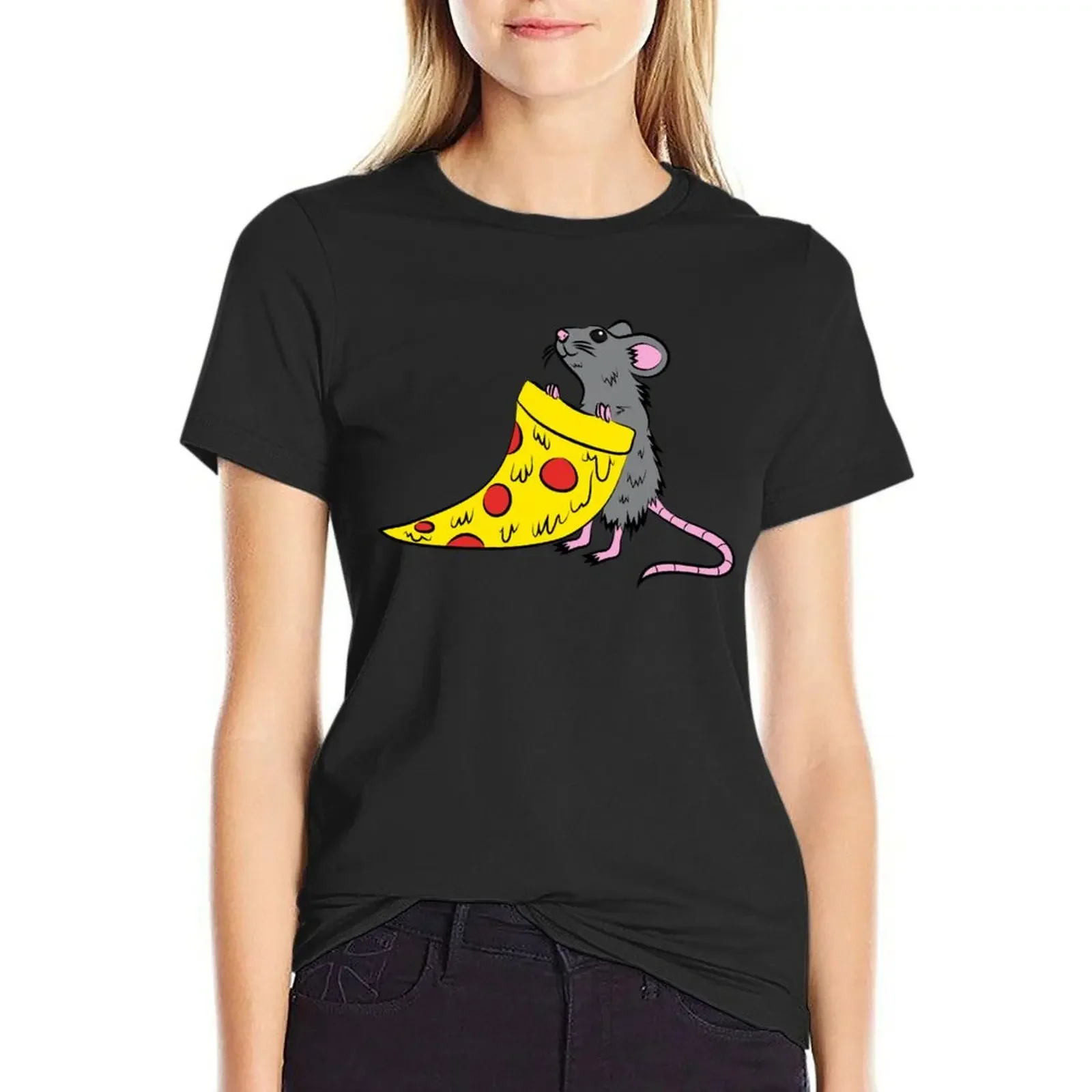 

Pizza Rat T-Shirt quick-drying kawaii clothes summer clothes tops western t shirts for Women