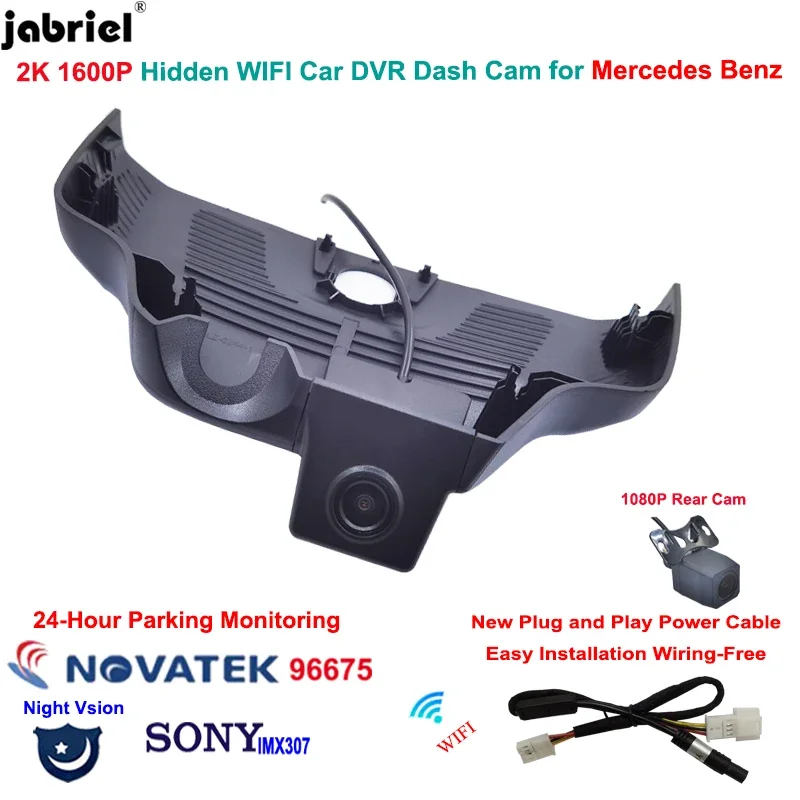 

Dash Cam Jabriel Plug and Play 2K для Mercedes Benz GLB 200 EQB 350 AMG GLB 35 4MATIC 2019-2023 Wi-Fi Автомобильный видеорегистратор Видеорегистратор