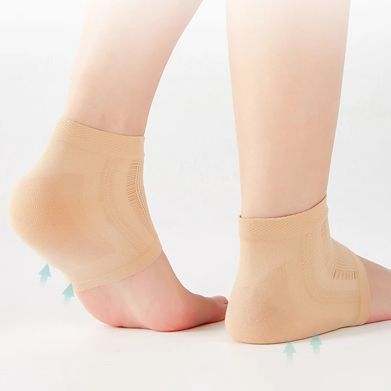 1 คู่ซิลิโคนเท้า Anti-crack Heel ถุงเท้าส้นป้องกัน Anti-DRY Moisturizing Sleeve Cracked ถุงเท้า