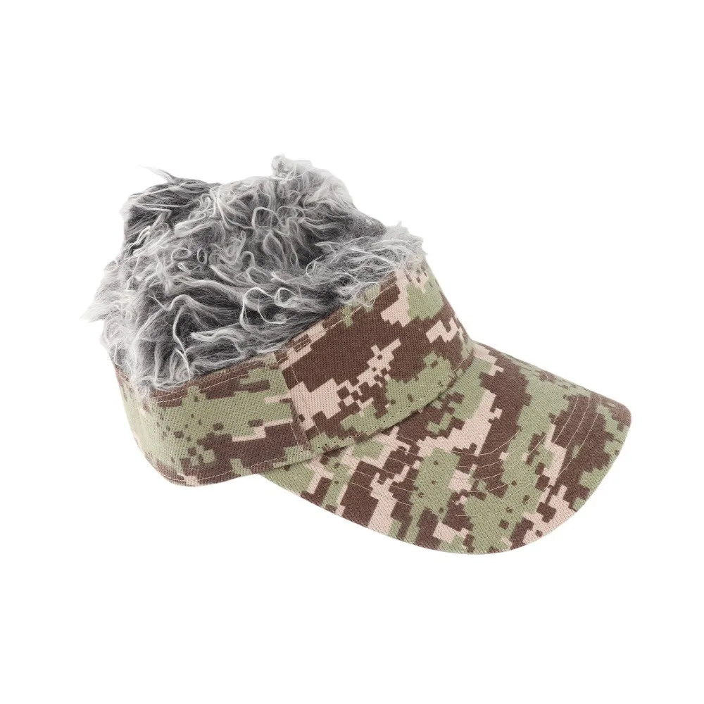 Green Digital Wig Integrated Baseball Cap Coffee Head Circumferences 560-620mm Empty Top Sun Visor Duckbill Hat