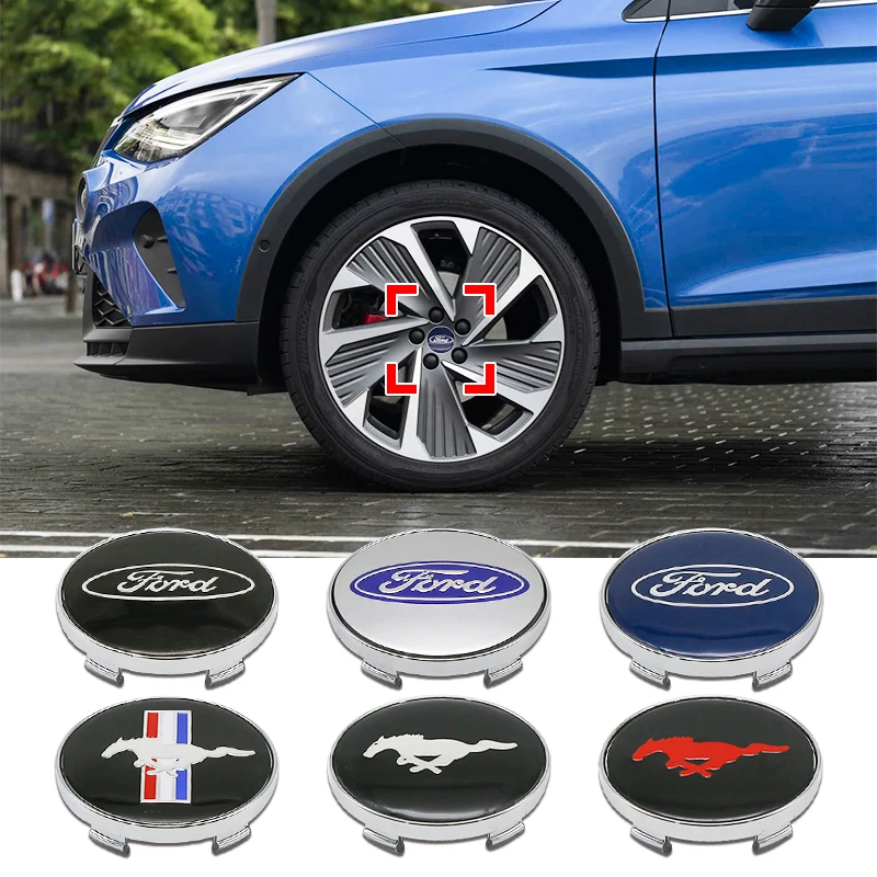 

For Ford Mondeo Focus 2 3 4 Mustang Fiesta ecosport Kuga 4Pc 56mm 60mm Car Styling Wheel Center Cap Hub Covers Badge Accessories