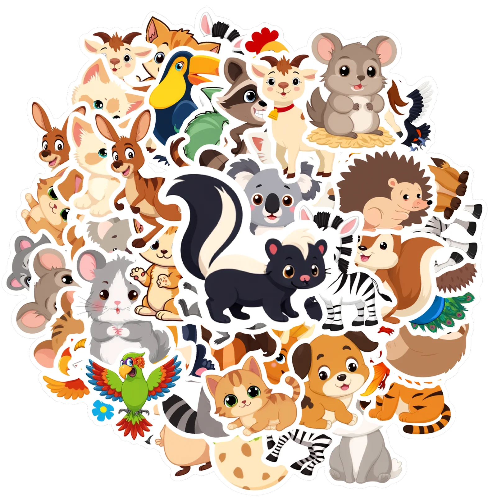 35pcs-50pcs Cartoon Animals Stickers Cute Cute Creatures Teacher Reward Stickers Stickers For DIY Phone Laptop