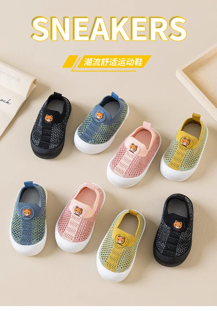 Baby-Lauflernschuhe mit Teddybär-Muster, weiche Sohle, rutschfeste Sandalen für Kinder, atmungsaktive Hohlschuhe für Frühling und Sommer – Detail 2