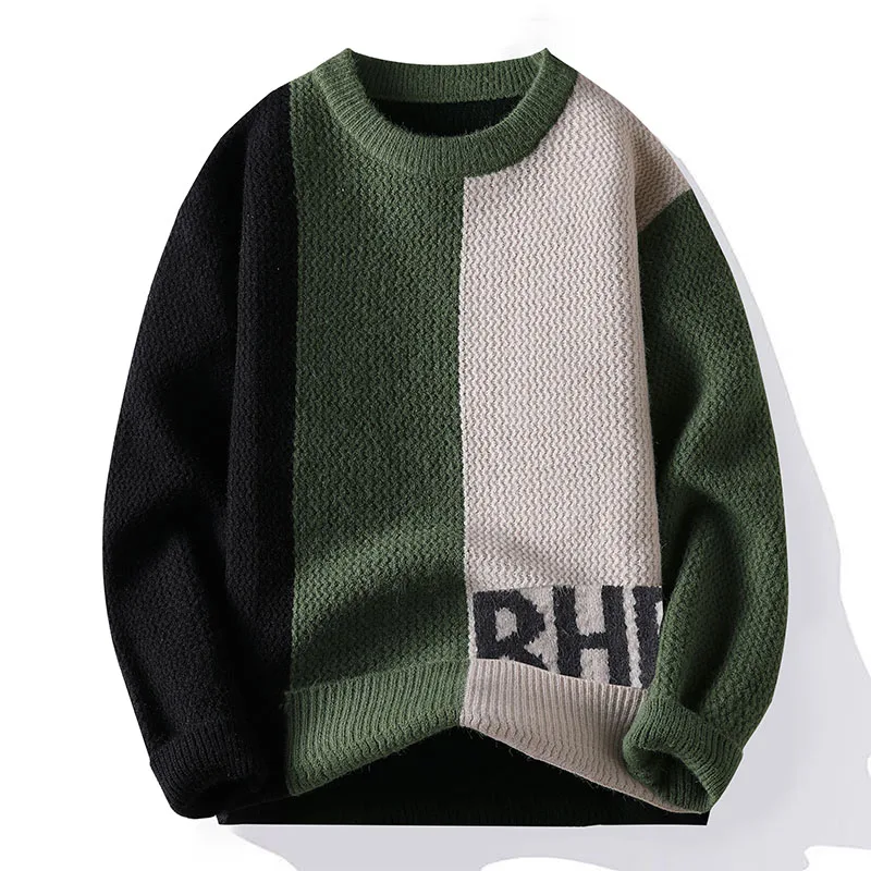 

Men's round Ne Knitwear Spring Autumn Winter Faion Design Teenage Knitted Sweater Hong Kong Sle Trendy Brand Overhead T...