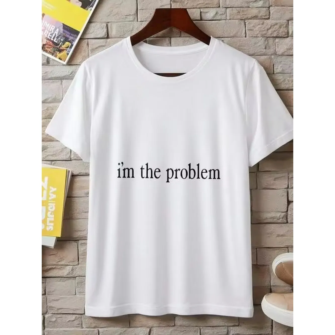 Crew Neck Graphic Cotton T Shirt For Men Black White Options, I'm The Problem Oversized Tees Casual Wear, Spring Short Sleeve Loose Fit Tops, Summer Fashion Basic Shirts, Clothes Gift For Men