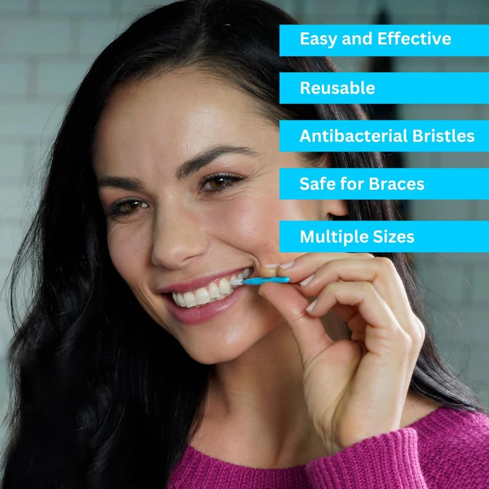 Piksters Interdental Brushes 10 Pack Size 5 Blue Large Regular Toothpicks Plaque Removal Brush Tooth Cleaner Dental Picks Floss