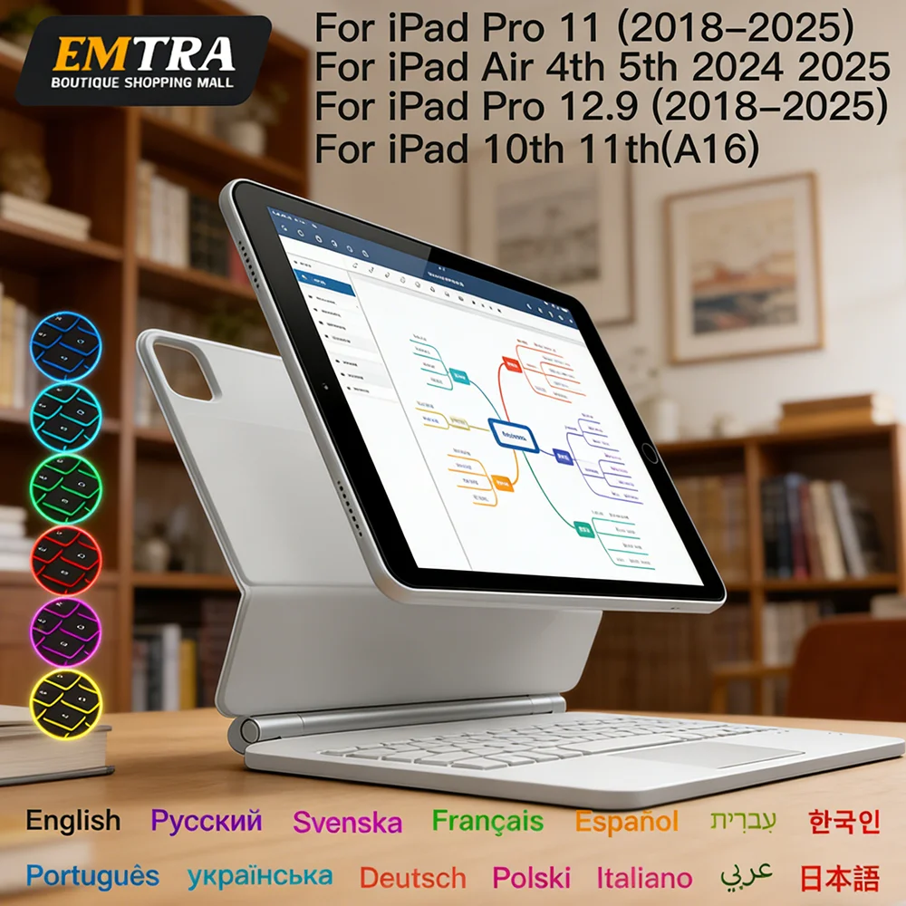 Magic Keyboard for IPad 11th 2025 Air 13in 11in Wireless Keyboard for IPad Air 4 5 Pro 11 12.9 Pro 3rd 4th 5th 6th Magnetic Case
