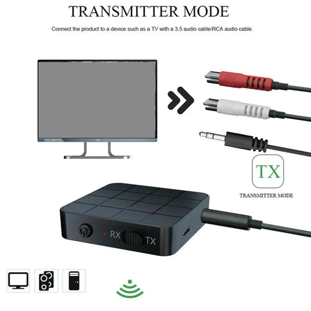Transmisor receptor de Audio inalámbrico con Bluetooth, 2 en 1, 3,5mm, conector AUX, RCA, USB, Dongle, adaptador de música estéreo para coche, TV, PC, auriculares