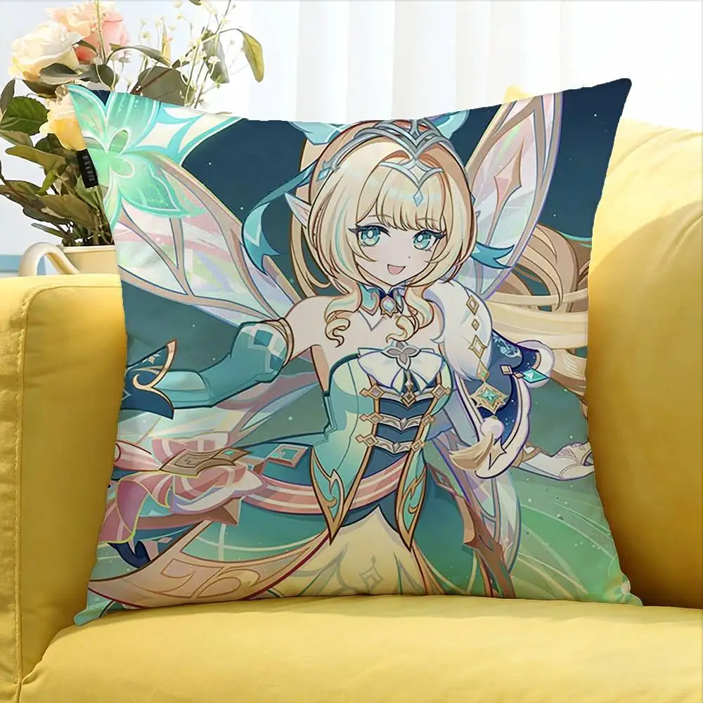 Genshin Impact Vesna  Various Sizes Square Pillow Case For Car Home Bedchamber Decor