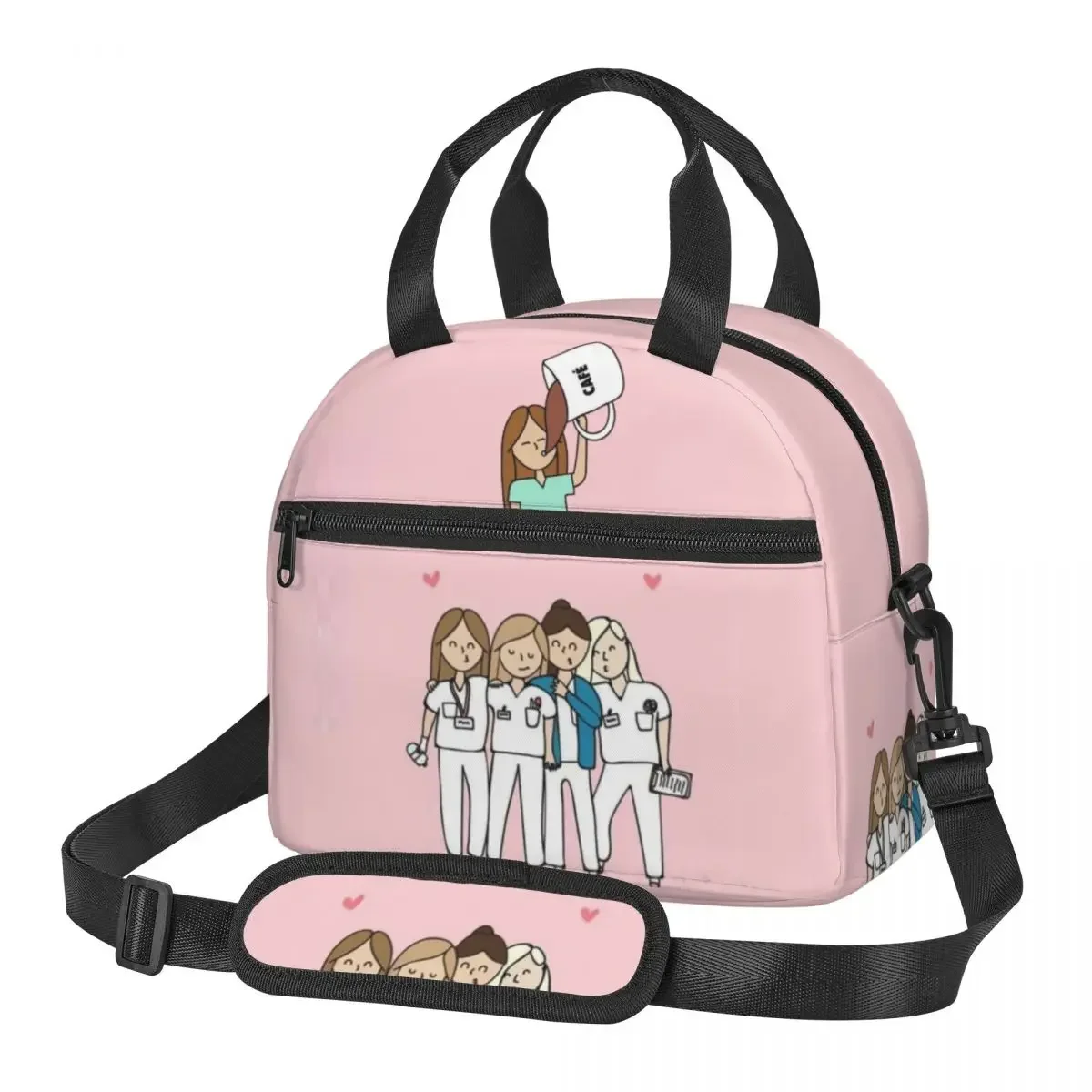 

Doctor Nurse Enfermera En Apuros Lunch Bag Large Insulated Lunch Boxes with Adjustable Shoulder Strap for Women Kids Work Trip