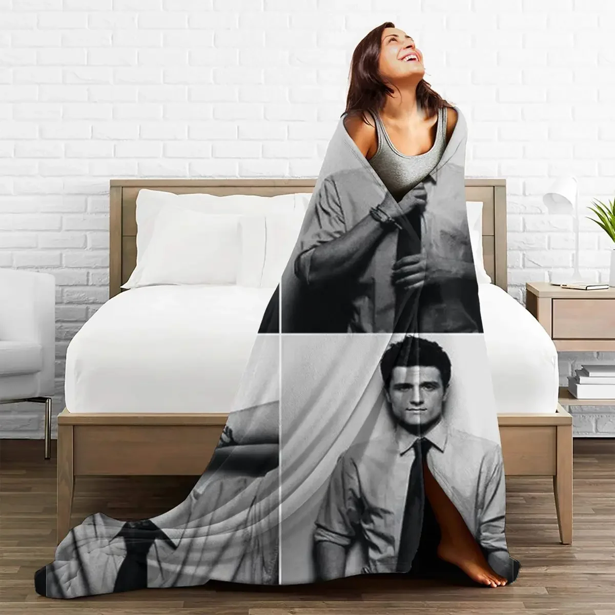 

Josh Hutcherson Plaid Baby Blankets Flannel Spring/Autumn Star Collage Art Ultra-Soft Throw for Sofa Couch Bedding Throws