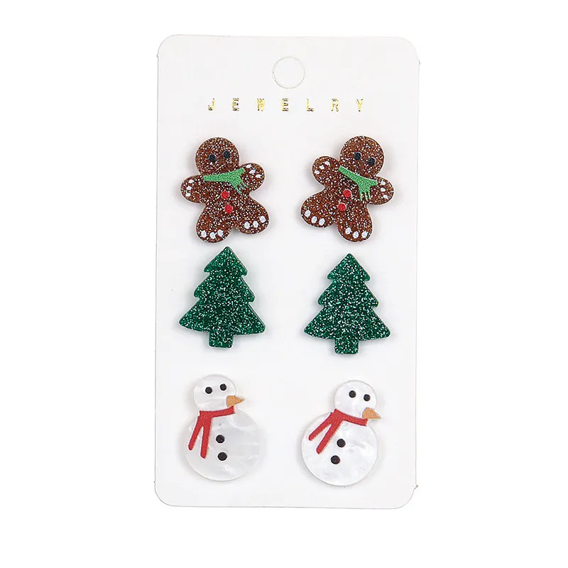 3Pcs/Set DIY New Christmas Winter Holiday Tree Snowman Multi Shapes Earrings Celebration Accessories Gifts 2CM Best Friends image 2