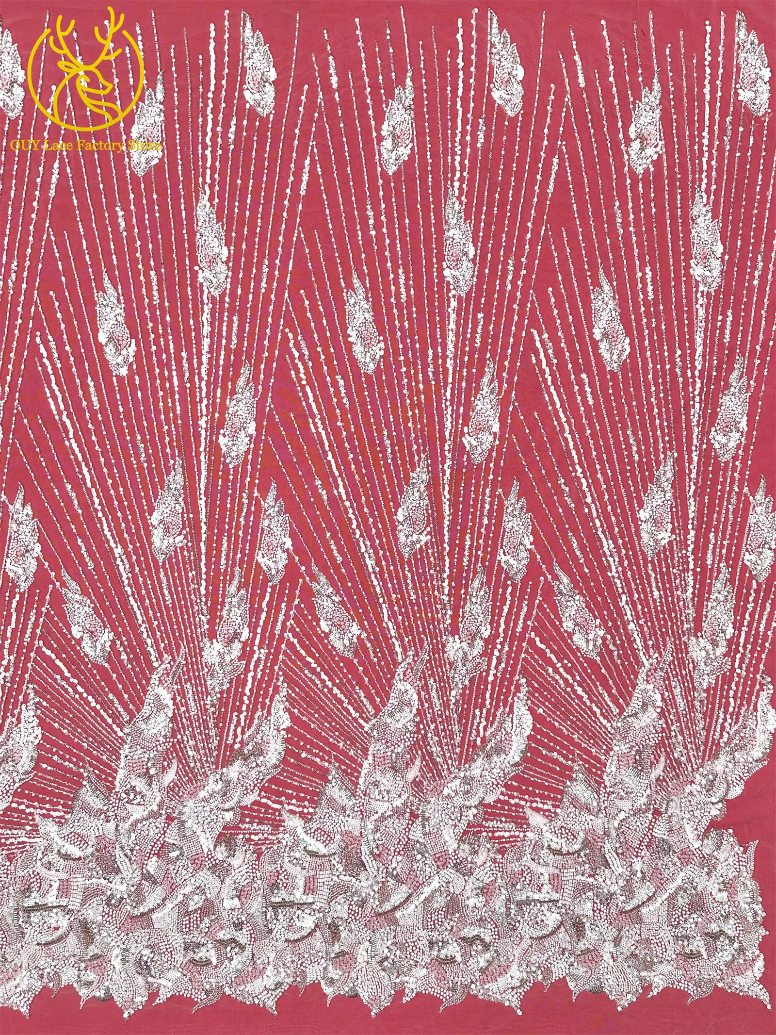 Hochwertiger nigerianischer bestickter Perlen-Spitzenstoff 2026 – Neuer Stil, afrikanische Pailletten-Mesh-Spitze, ideal zum Nähen von Hochzeitskleidern – Detail 10
