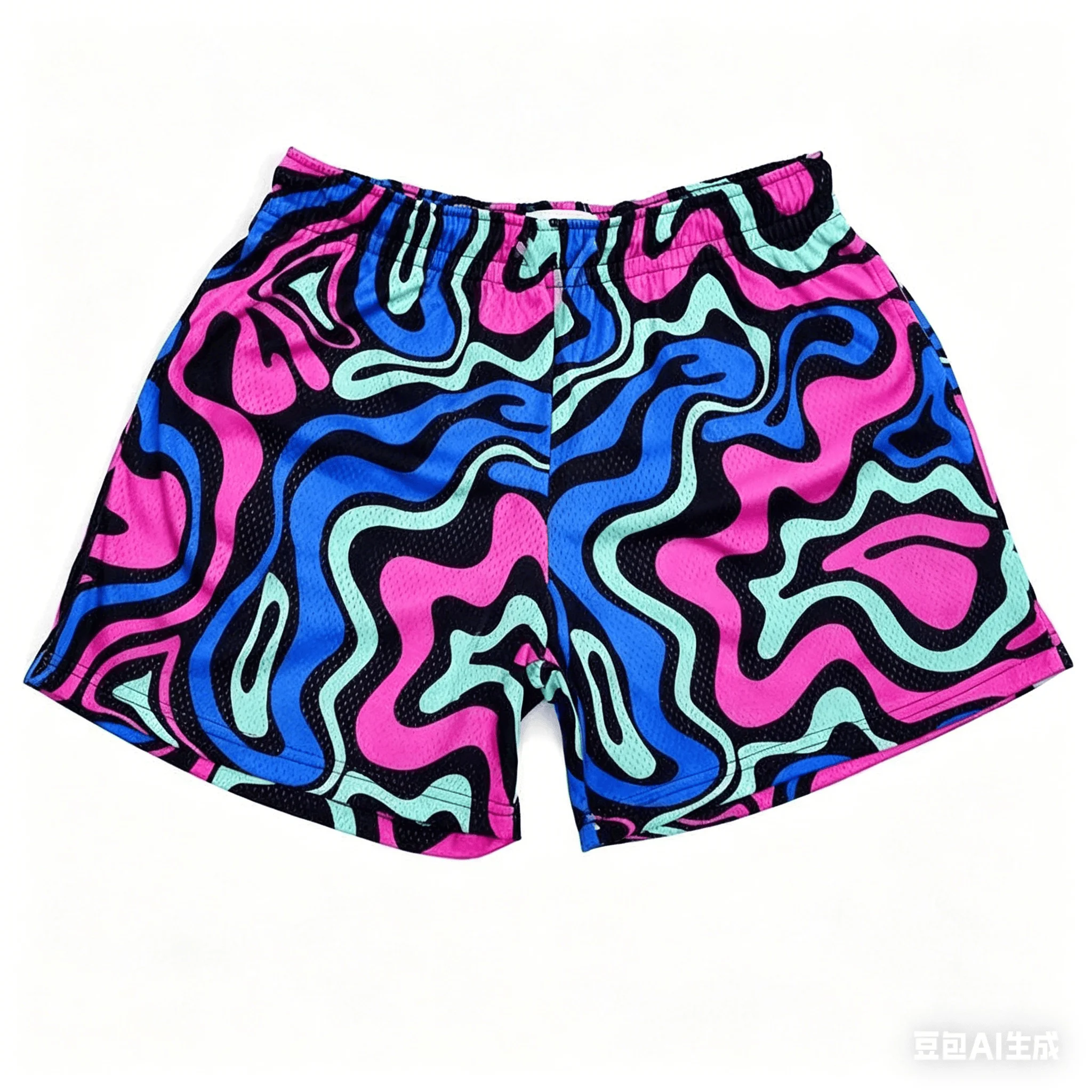 Niche Artistic Contour Line Terrain 3D Printed Shorts for Adults and Children; Dopamine-Enhancing Color-Blocked Sportswear Pants