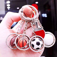 3D Mini Rotating Basketball Football Keychain Jersey Beer Bottle Opener Sports Keyring for Women Men Car Handbag Phone Pendant