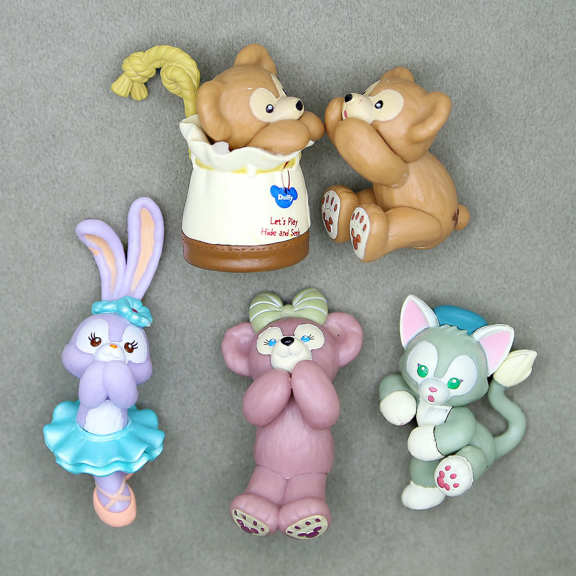 5pcs/set Disney Characters Duffy Bear Shelliemay Stellalou Mini Model Figurines On The Edge Of Cup Pvc Action Figure Accessories