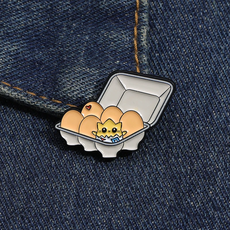 Cartoon Egg Enamel Pins Anime Brooches Metal Backpack Clothing Lapel Badge Jewelry Gifts For Kids Friends