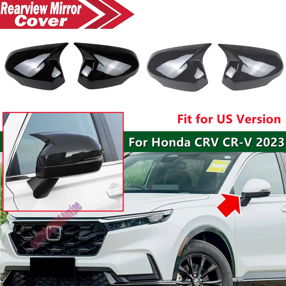 For Honda CRV CR-V 2023 US Version ABS Car Rearview Side Mirror Cover Wing Cap Exterior Door Trim Adhesive Sticker Parts