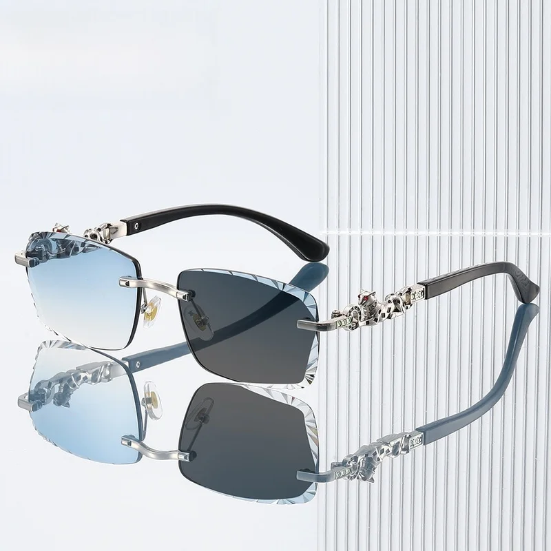 New Fashionable Gradient Lens Sunglasses Trendy Frameless Photochromic Sun glasses Versatile sunshade glasses