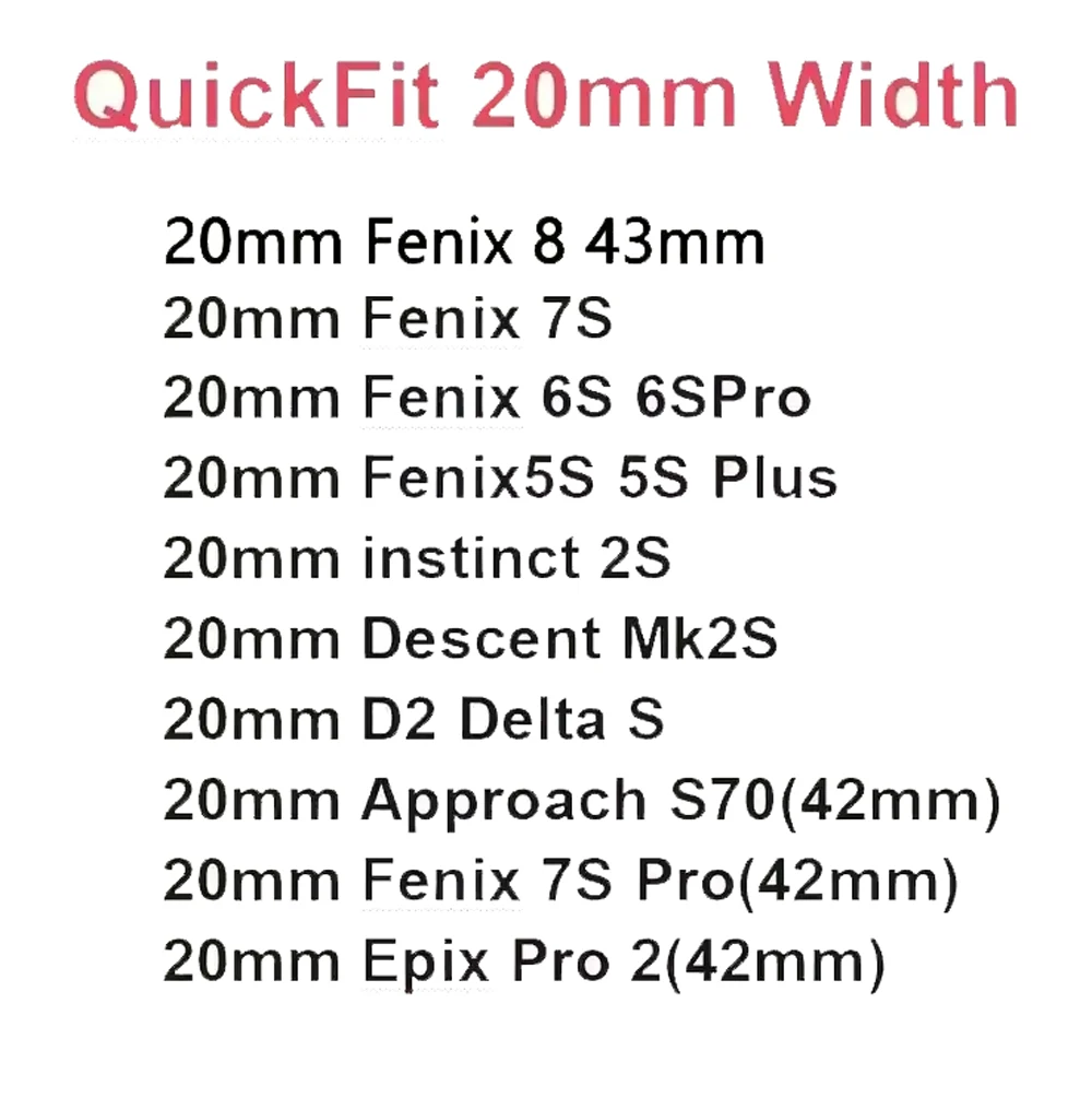 Ремешок для часов Quickfit 20 мм для Garmin Fenix 8 43 мм 7S 6S 6S Pro 5S 5S Plus, силиконовый ремешок для Epix Pro Gen 2 42 мм, браслет-браслет