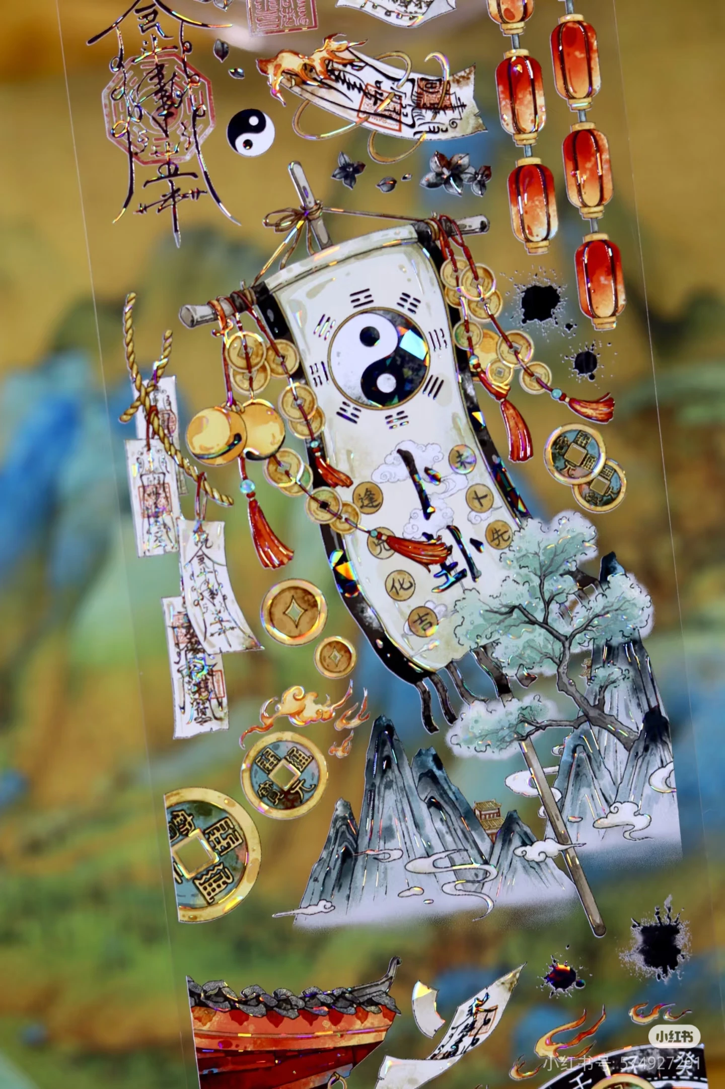 الجبال الصينية القديمة لامعة اشي الحيوانات الأليفة الشريط النبيذ