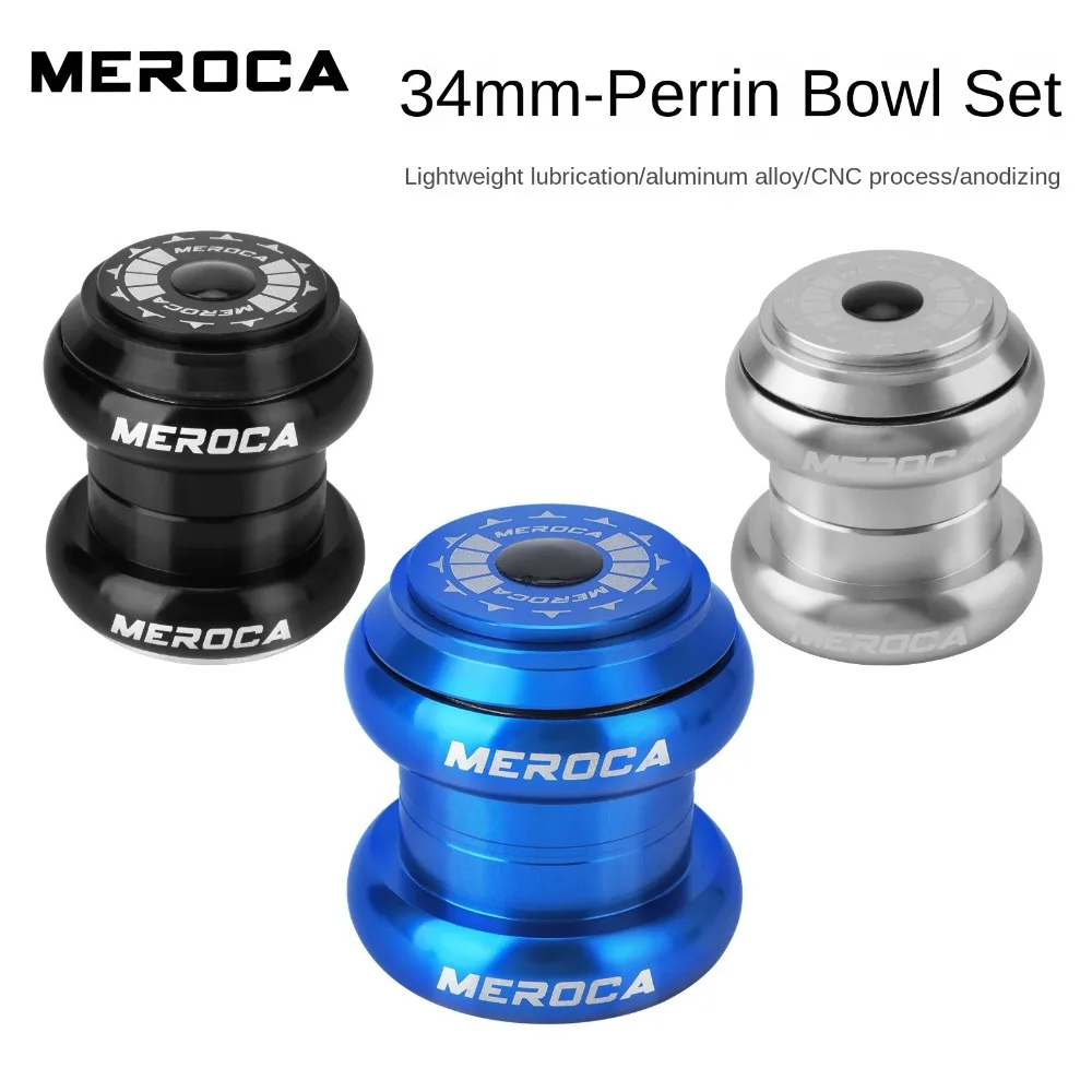 

Durable MEROCA Bicycle Headset 34mm Aluminum Alloy Bike Steering Cups Double Peilin Bicycle Parts for Mountain Cycling Fork