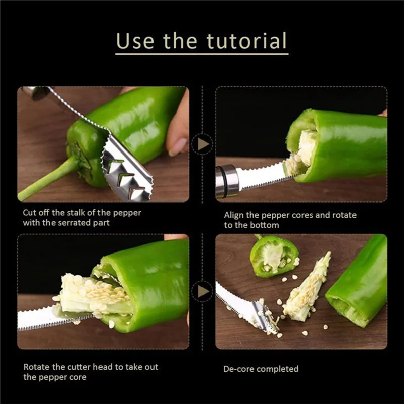 Corer de pimienta J1UL1N, cocina, pimienta verde, semillas y pimienta con núcleo, Corer de melón amargo para el hogar, utensilio de cocina