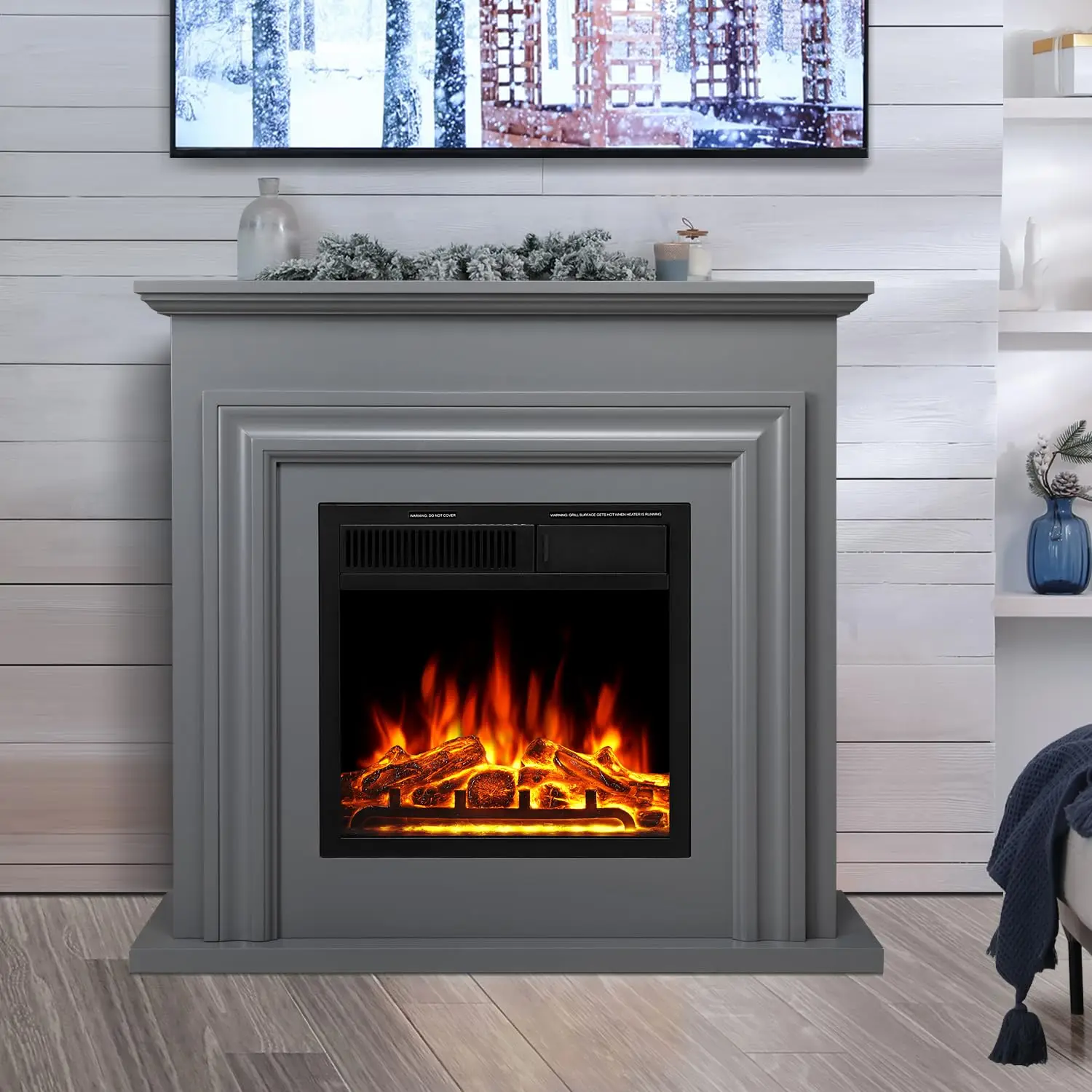 Electric Fireplace Mantel Wooden Surround 36