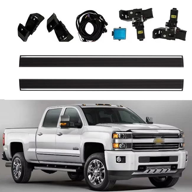 Electric Side Step Bars, Heavy Duty Dual Motor Power Running Boards for Chevy Silverado 2500 3500 HD, Powder Coated Alloy