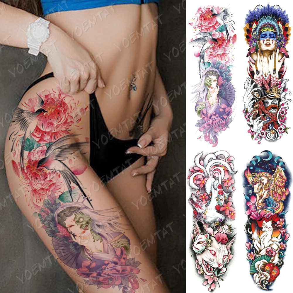 

Hummingbird Chinoiserie Peony Chrysanthemum Demon Sexy Dragon Men Women Transfer Tatoo Semi Permanent Tattoo Sleeve Gomette Tato