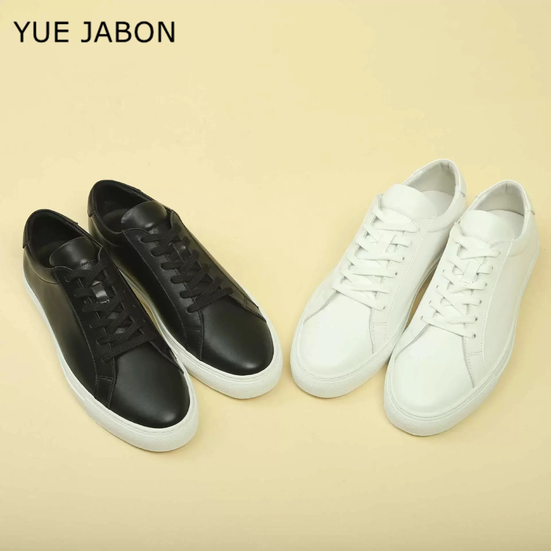 New White Low-Top Sneakers Luxury Design Genuine Leather Common Flats Mens White Black Casual Sneakers Men Lace up Sport Shoes