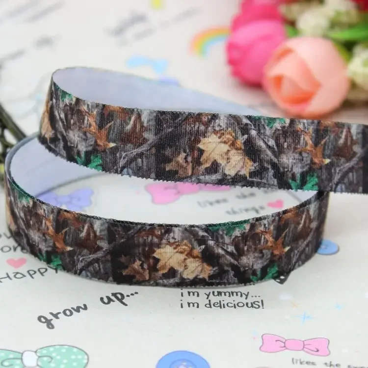 DHK 5/8 inch 5yards Fold Over Elastic FOE  branch  printed ribbon headband  hair band diy decoration OEM Wholesale E231