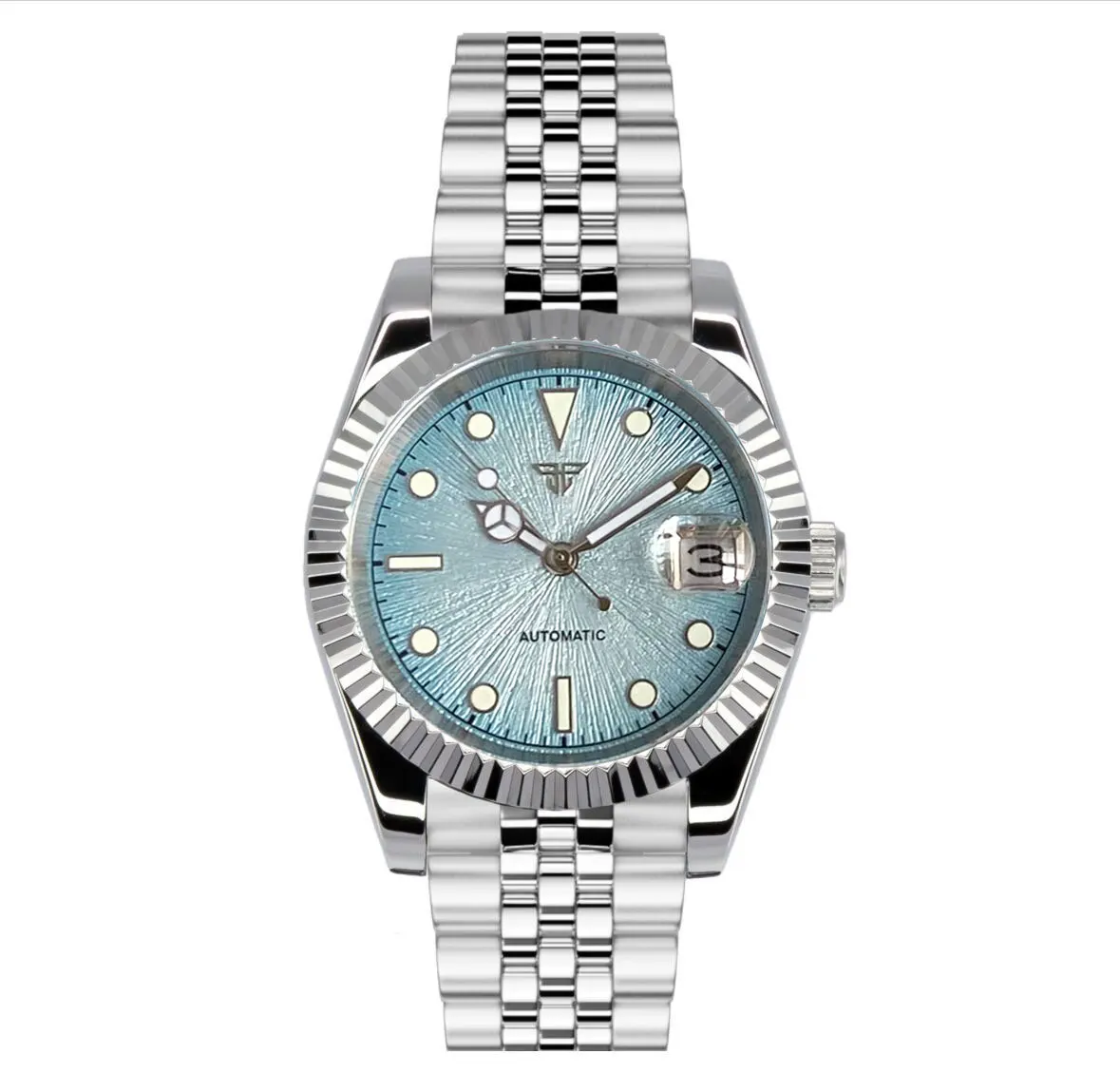 36mm Sky Blue Green Miyota 8215 PT5000 Automatic Men Watch Sapphire Steel 200M Waterproof Watch Relogio Slide Buckle