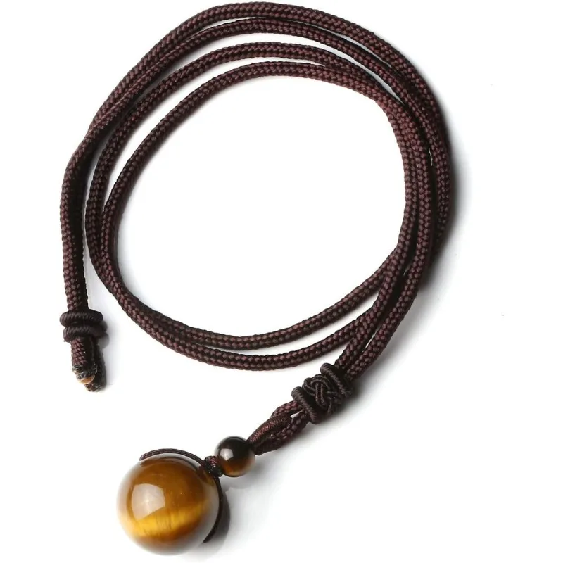 Healing Crystals Necklace Natural Tiger Eye Amethyst Lucky Blessing Protection Chakra Beads Stone Pendant Women Men Adjustable