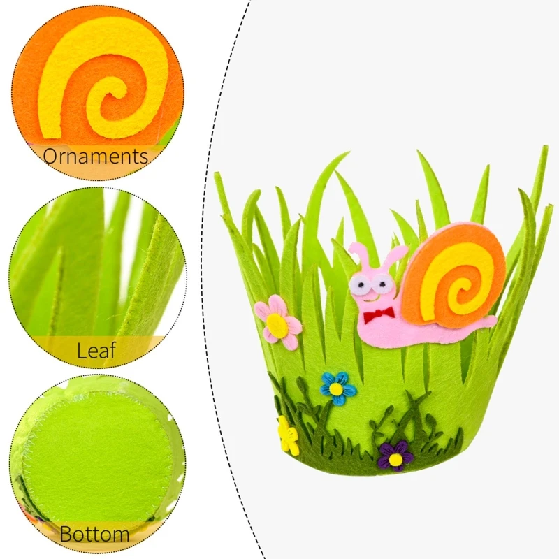Cesta de páscoa não tecida q39b, insetos de desenho animado para borboleta, caracol, cesta de páscoa, presente, ovo