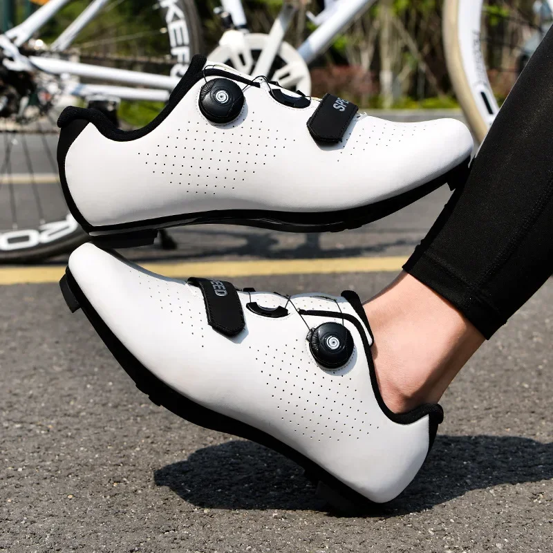 

2024 New Color Lock Bike Shoes Men's and Women's LACES Lock Shoes Hard Soled Road Shoes