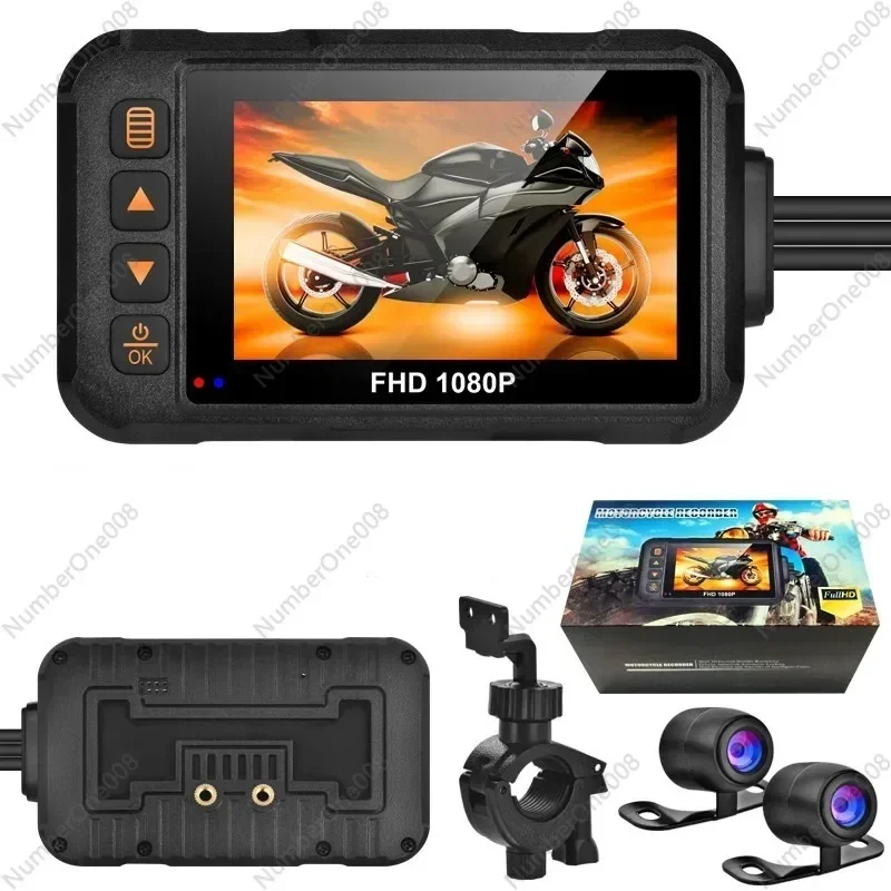 

Waterproof 3 Inch Motorcycle DVR Front and Rear Camera Motorcycle Dashcam Camera Video Recorder Night Vision Box Black